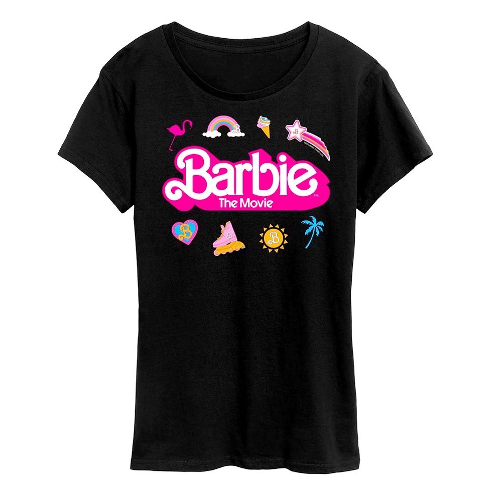Barbie The Movie Logo Icons Tee Short Sleeve Graphic Tee